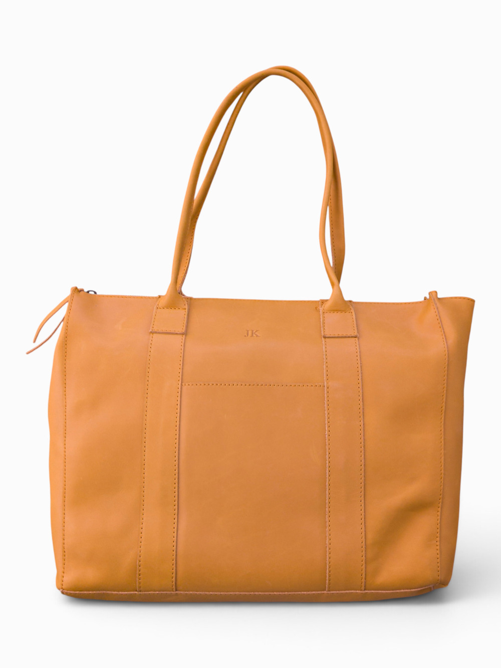 ABLE x CARRY Collaboration Leather Tote, Monogrammed JK, Made in Ethiopia